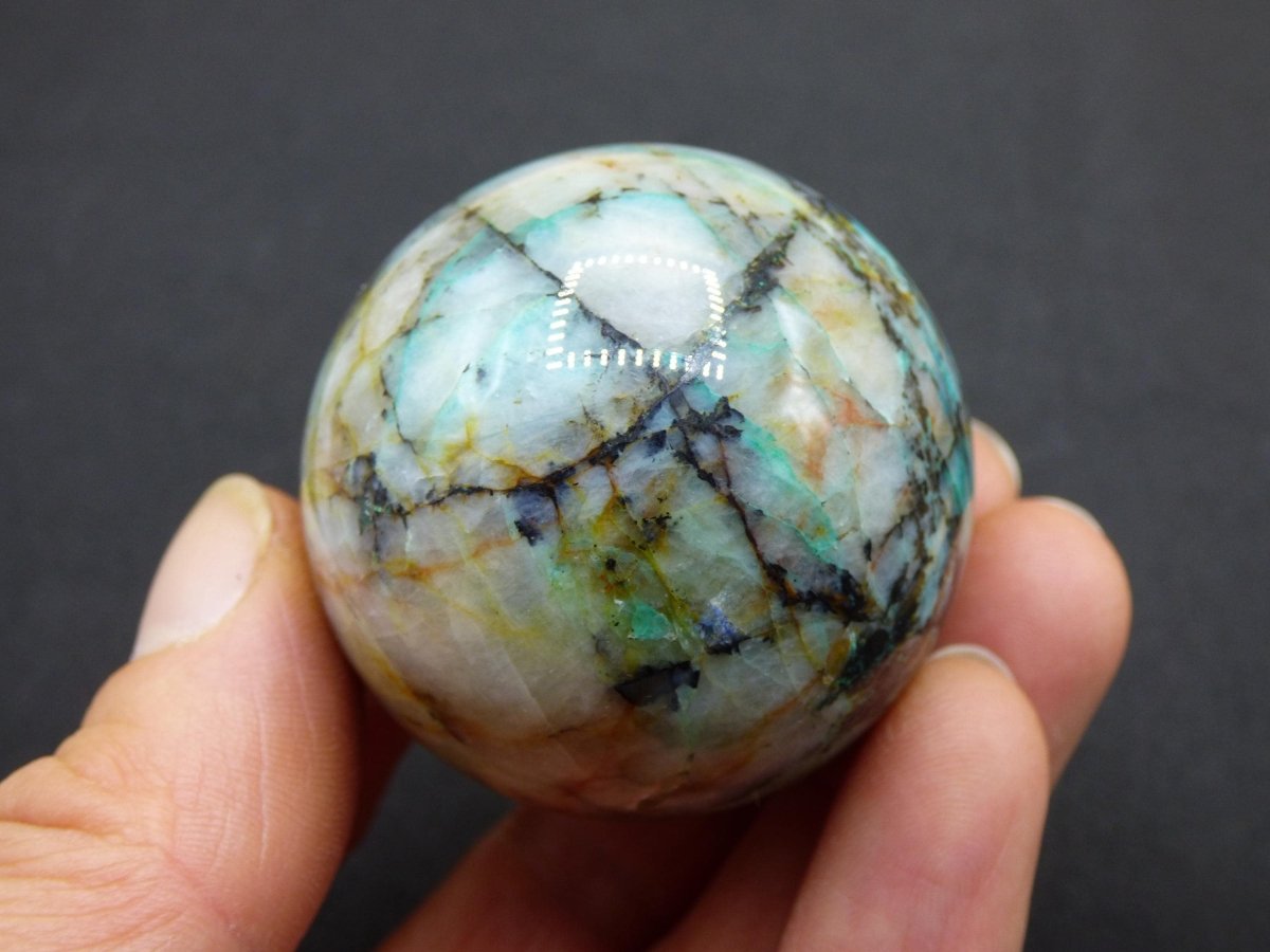 Quantum Quattro AAA Sphere ~ Magische Edelstein Kugel Massage & Deko Crystal Meditation Heilstein Rarität Sammler Mineral Rund Chrysokolla - Art of Nature Berlin