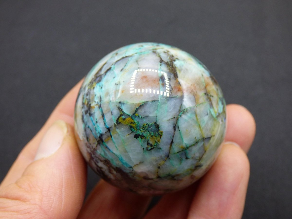 Quantum Quattro AAA Sphere ~ Magische Edelstein Kugel Massage & Deko Crystal Meditation Heilstein Rarität Sammler Mineral Rund Chrysokolla - Art of Nature Berlin