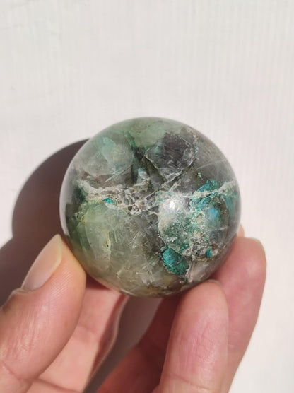 Quantum Quattro AAA Sphere ~ Magische Edelstein Kugel Massage & Deko Crystal Meditation Heilstein Rarität Sammler Mineral Rund Chrysokolla - Art of Nature Berlin