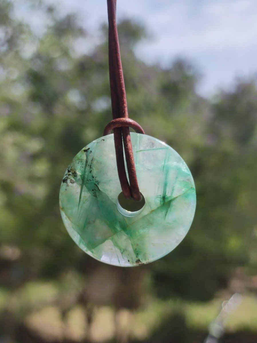 Quantum Quattro Chrysocoll 30mm Edelstein Kette Heilstein Schutzsymbol Mann Frau Glück HIPPIE GOA Boho Tibet Ethno Natur Rarität Geschenk - Art of Nature Berlin