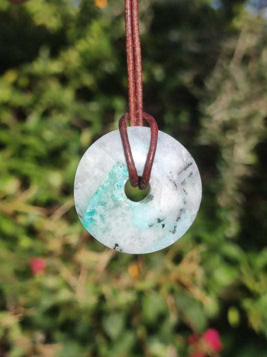 Quantum Quattro Chrysocoll 30mm Edelstein Kette Heilstein Schutzsymbol Mann Frau Glück HIPPIE GOA Boho Tibet Ethno Natur Rarität Geschenk - Art of Nature Berlin