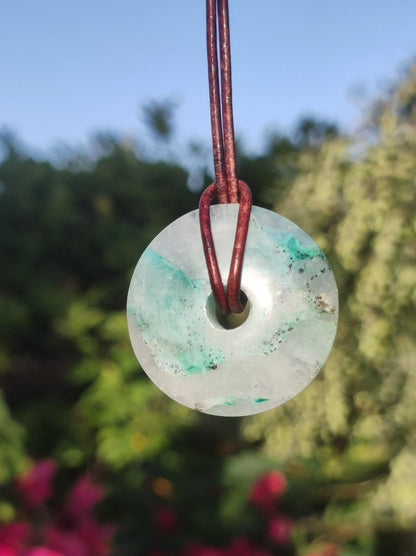 Quantum Quattro Chrysocoll 30mm Edelstein Kette Heilstein Schutzsymbol Mann Frau Glück HIPPIE GOA Boho Tibet Ethno Natur Rarität Geschenk - Art of Nature Berlin