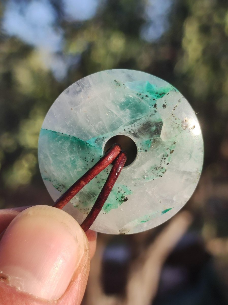 Quantum Quattro Chrysocoll 30mm Edelstein Kette Heilstein Schutzsymbol Mann Frau Glück HIPPIE GOA Boho Tibet Ethno Natur Rarität Geschenk - Art of Nature Berlin