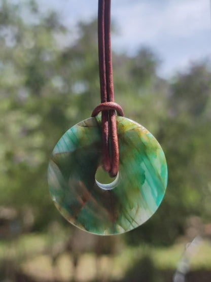 Quantum Quattro Chrysocoll 30mm Edelstein Kette Heilstein Schutzsymbol Mann Frau Glück HIPPIE GOA Boho Tibet Ethno Natur Rarität Geschenk - Art of Nature Berlin