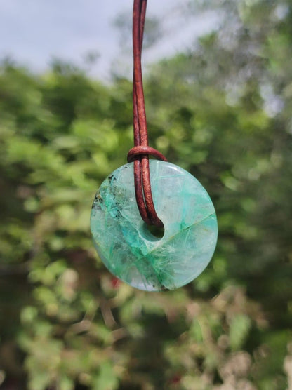 Quantum Quattro Chrysocoll 30mm Edelstein Kette Heilstein Schutzsymbol Mann Frau Glück HIPPIE GOA Boho Tibet Ethno Natur Rarität Geschenk - Art of Nature Berlin