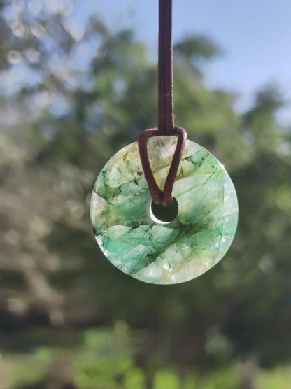 Quantum Quattro Chrysocoll 30mm Edelstein Kette Heilstein Schutzsymbol Mann Frau Glück HIPPIE GOA Boho Tibet Ethno Natur Rarität Geschenk - Art of Nature Berlin