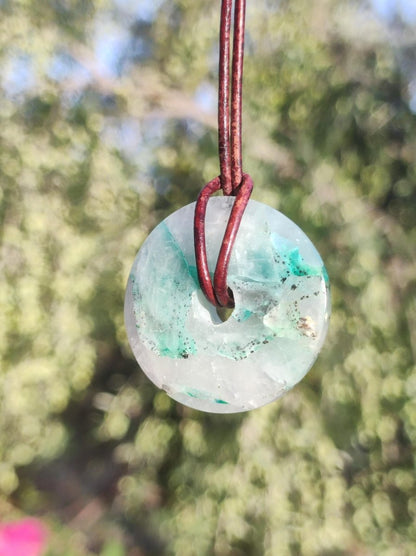 Quantum Quattro Chrysocoll 30mm Edelstein Kette Heilstein Schutzsymbol Mann Frau Glück HIPPIE GOA Boho Tibet Ethno Natur Rarität Geschenk - Art of Nature Berlin