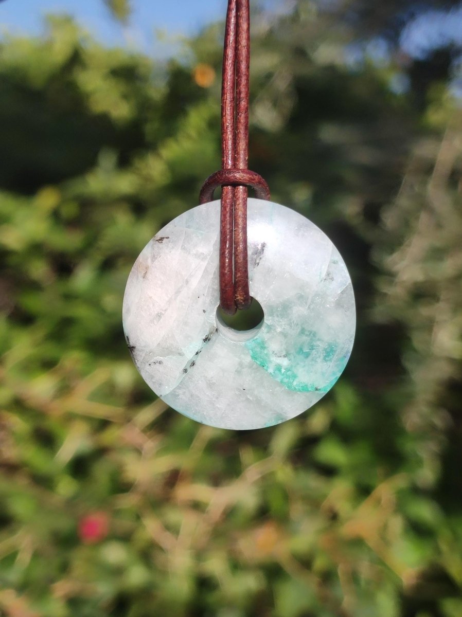 Quantum Quattro Chrysocoll 30mm Edelstein Kette Heilstein Schutzsymbol Mann Frau Glück HIPPIE GOA Boho Tibet Ethno Natur Rarität Geschenk - Art of Nature Berlin