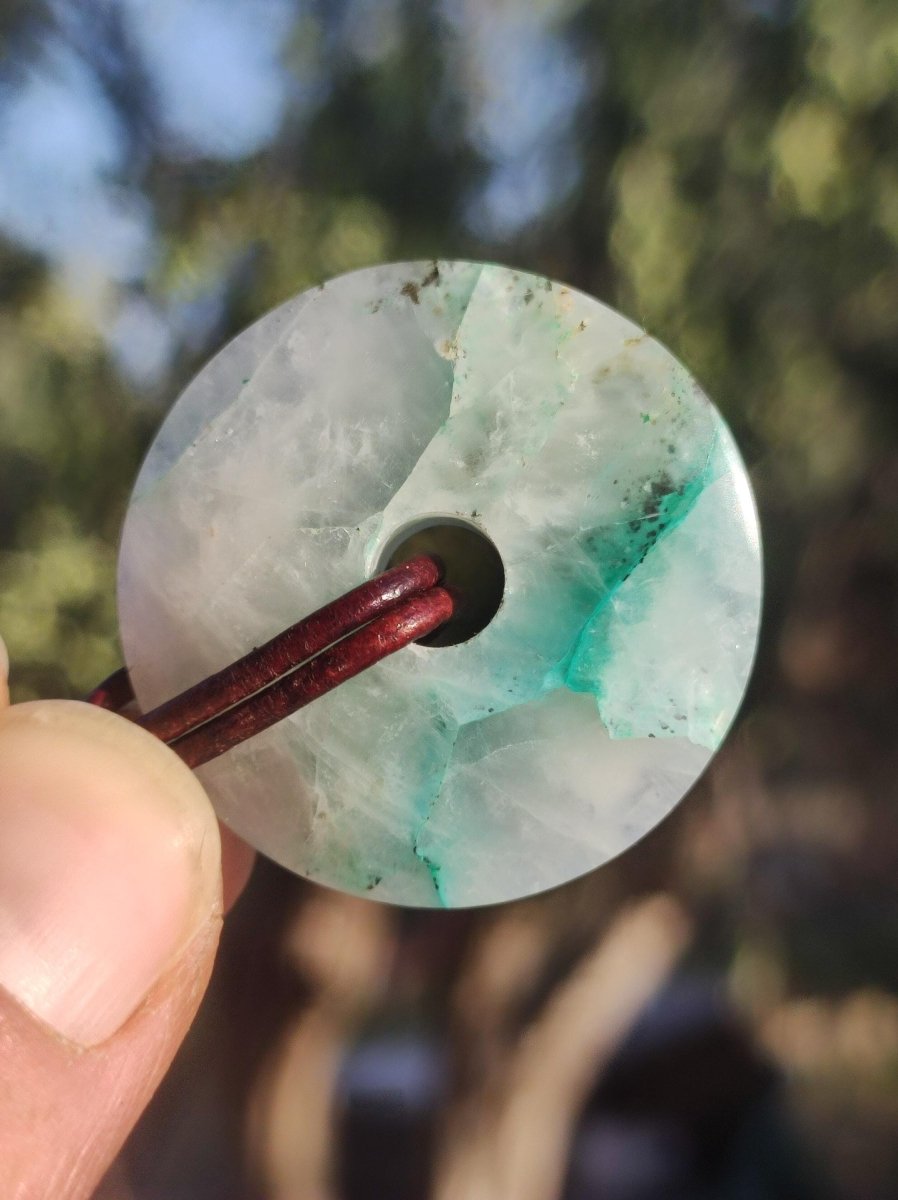 Quantum Quattro Chrysocoll 30mm Edelstein Kette Heilstein Schutzsymbol Mann Frau Glück HIPPIE GOA Boho Tibet Ethno Natur Rarität Geschenk - Art of Nature Berlin