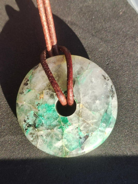 Quantum Quattro Chrysocoll 30mm Edelstein Kette Heilstein Schutzsymbol Mann Frau Glück HIPPIE GOA Boho Tibet Ethno Natur Rarität Geschenk - Art of Nature Berlin