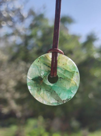 Quantum Quattro Chrysocoll 30mm Edelstein Kette Heilstein Schutzsymbol Mann Frau Glück HIPPIE GOA Boho Tibet Ethno Natur Rarität Geschenk - Art of Nature Berlin