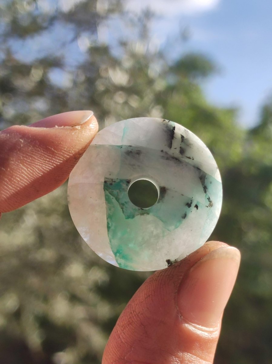 Quantum Quattro Chrysocoll 30mm Edelstein Kette Heilstein Schutzsymbol Mann Frau Glück HIPPIE GOA Boho Tibet Ethno Natur Rarität Geschenk - Art of Nature Berlin