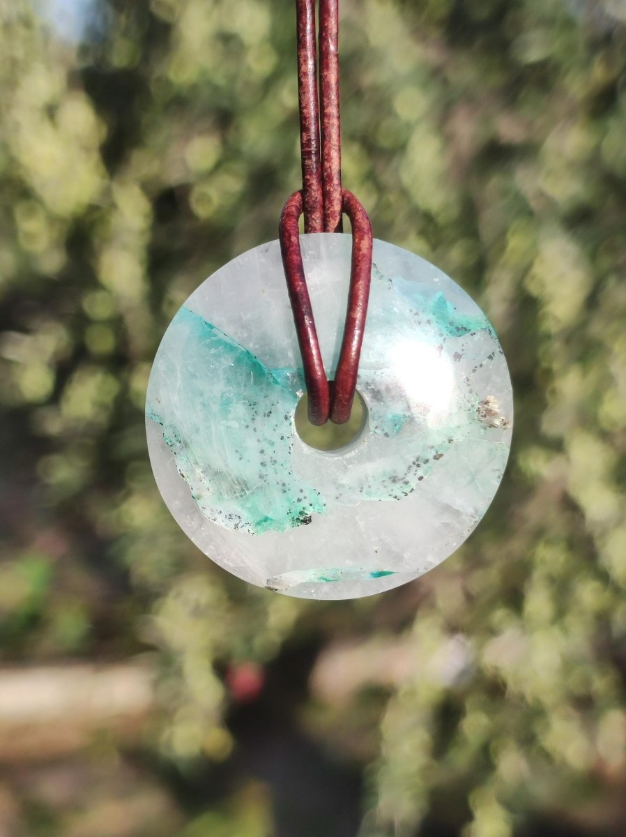 Quantum Quattro Chrysocoll 30mm Edelstein Kette Heilstein Schutzsymbol Mann Frau Glück HIPPIE GOA Boho Tibet Ethno Natur Rarität Geschenk - Art of Nature Berlin