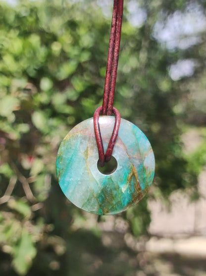 Quantum Quattro Chrysocoll 30mm Edelstein Kette Heilstein Schutzsymbol Mann Frau Glück HIPPIE GOA Boho Tibet Ethno Natur Rarität Geschenk - Art of Nature Berlin