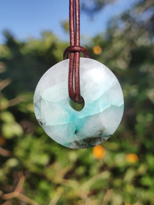 Quantum Quattro Chrysocoll 30mm Edelstein Kette Heilstein Schutzsymbol Mann Frau Glück HIPPIE GOA Boho Tibet Ethno Natur Rarität Geschenk - Art of Nature Berlin