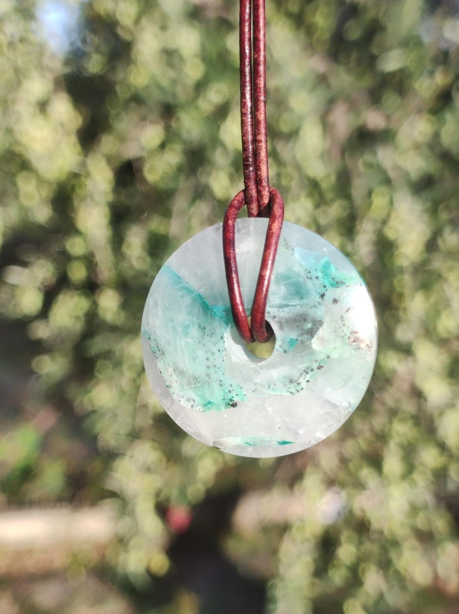 Quantum Quattro Chrysocoll 30mm Edelstein Kette Heilstein Schutzsymbol Mann Frau Glück HIPPIE GOA Boho Tibet Ethno Natur Rarität Geschenk - Art of Nature Berlin