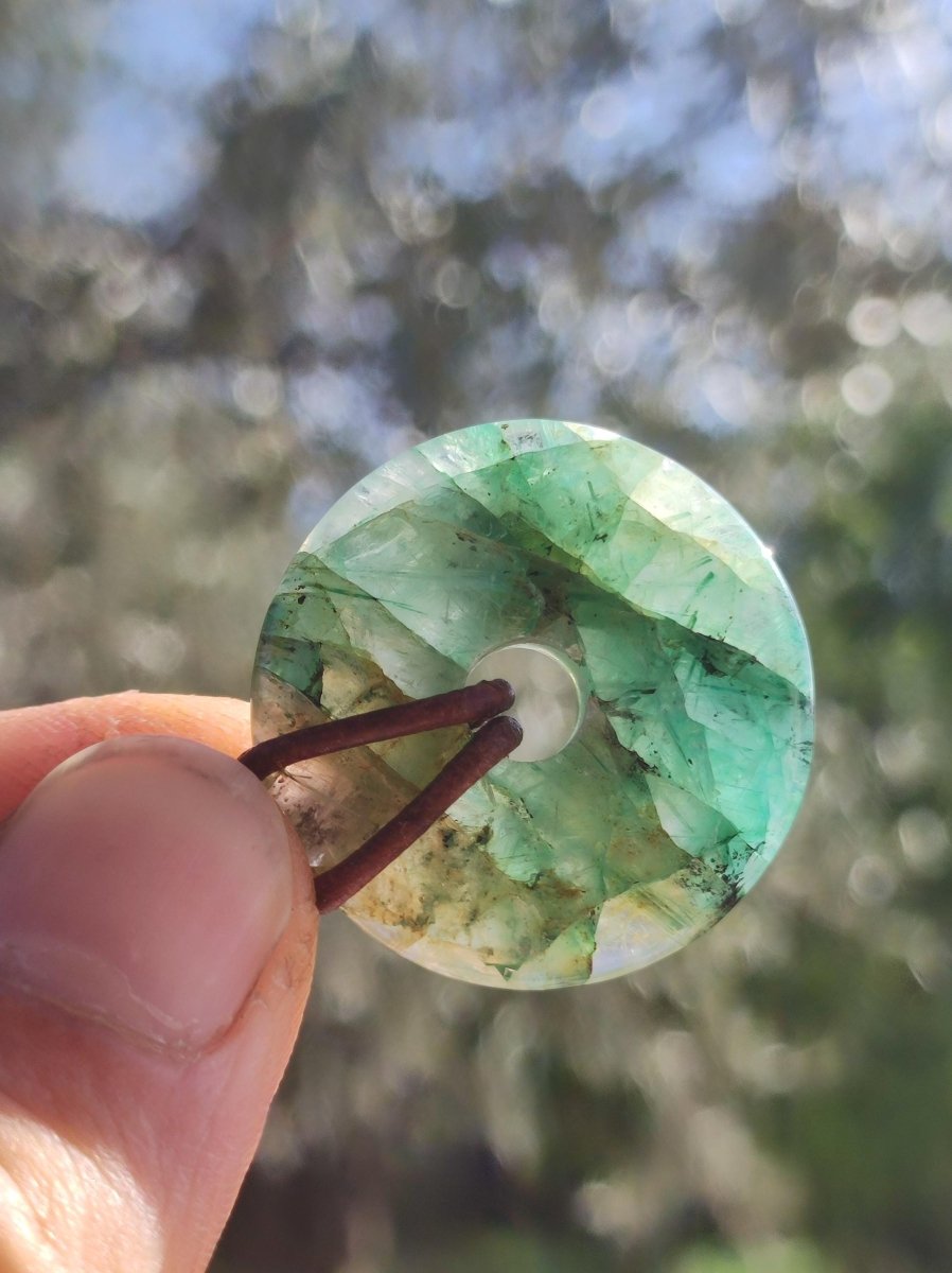 Quantum Quattro Chrysocoll 30mm Edelstein Kette Heilstein Schutzsymbol Mann Frau Glück HIPPIE GOA Boho Tibet Ethno Natur Rarität Geschenk - Art of Nature Berlin