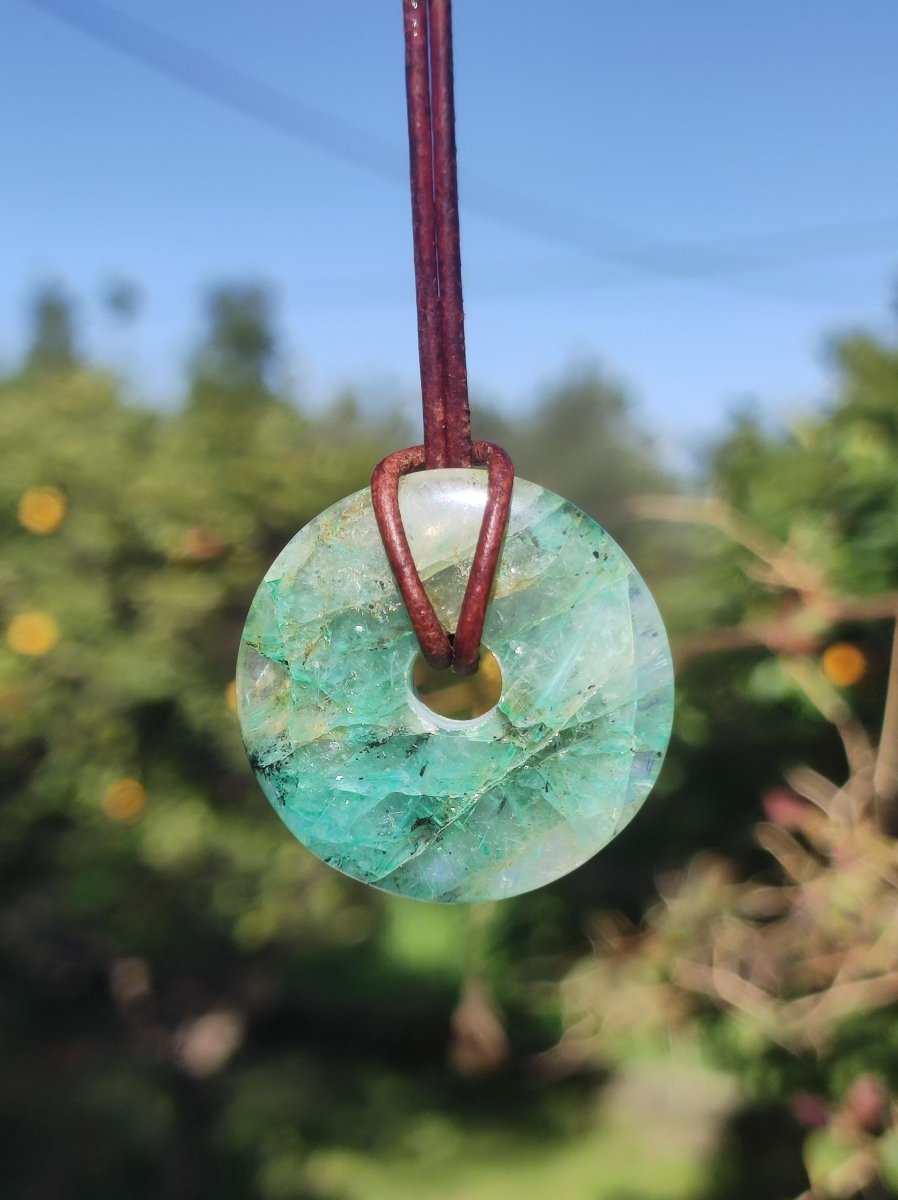 Quantum Quattro Chrysocoll 30mm Edelstein Kette Heilstein Schutzsymbol Mann Frau Glück HIPPIE GOA Boho Tibet Ethno Natur Rarität Geschenk - Art of Nature Berlin