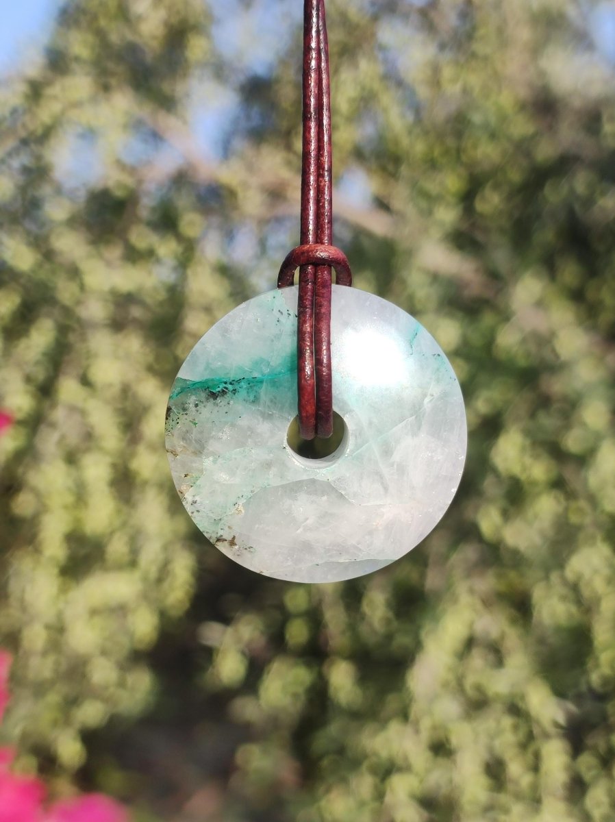 Quantum Quattro Chrysocoll 30mm Edelstein Kette Heilstein Schutzsymbol Mann Frau Glück HIPPIE GOA Boho Tibet Ethno Natur Rarität Geschenk - Art of Nature Berlin