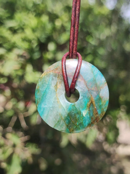 Quantum Quattro Chrysocoll 30mm Edelstein Kette Heilstein Schutzsymbol Mann Frau Glück HIPPIE GOA Boho Tibet Ethno Natur Rarität Geschenk - Art of Nature Berlin