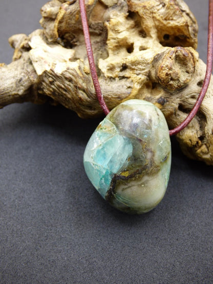 Quantum Quattro Chrysocoll Chrysokolla Azurit Quarz ~ Edelstein Kette HIPPIE GOA Boho Tibet Ethno Nature Donut Heilstein Rarität - Art of Nature Berlin