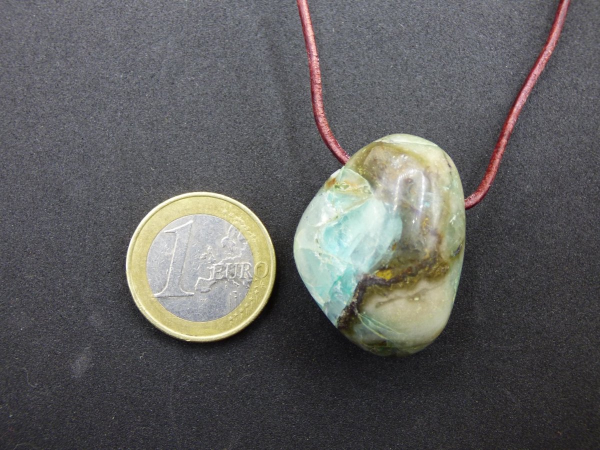 Quantum Quattro Chrysocoll Chrysokolla Azurit Quarz ~ Edelstein Kette HIPPIE GOA Boho Tibet Ethno Nature Donut Heilstein Rarität - Art of Nature Berlin