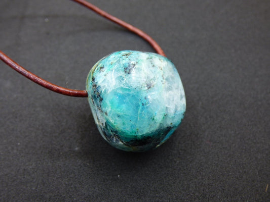 Quantum Quattro Chrysocoll Chrysokolla Azurit Quarz ~ Edelstein Kette HIPPIE GOA Boho Tibet Ethno Nature Donut Heilstein Rarität - Art of Nature Berlin