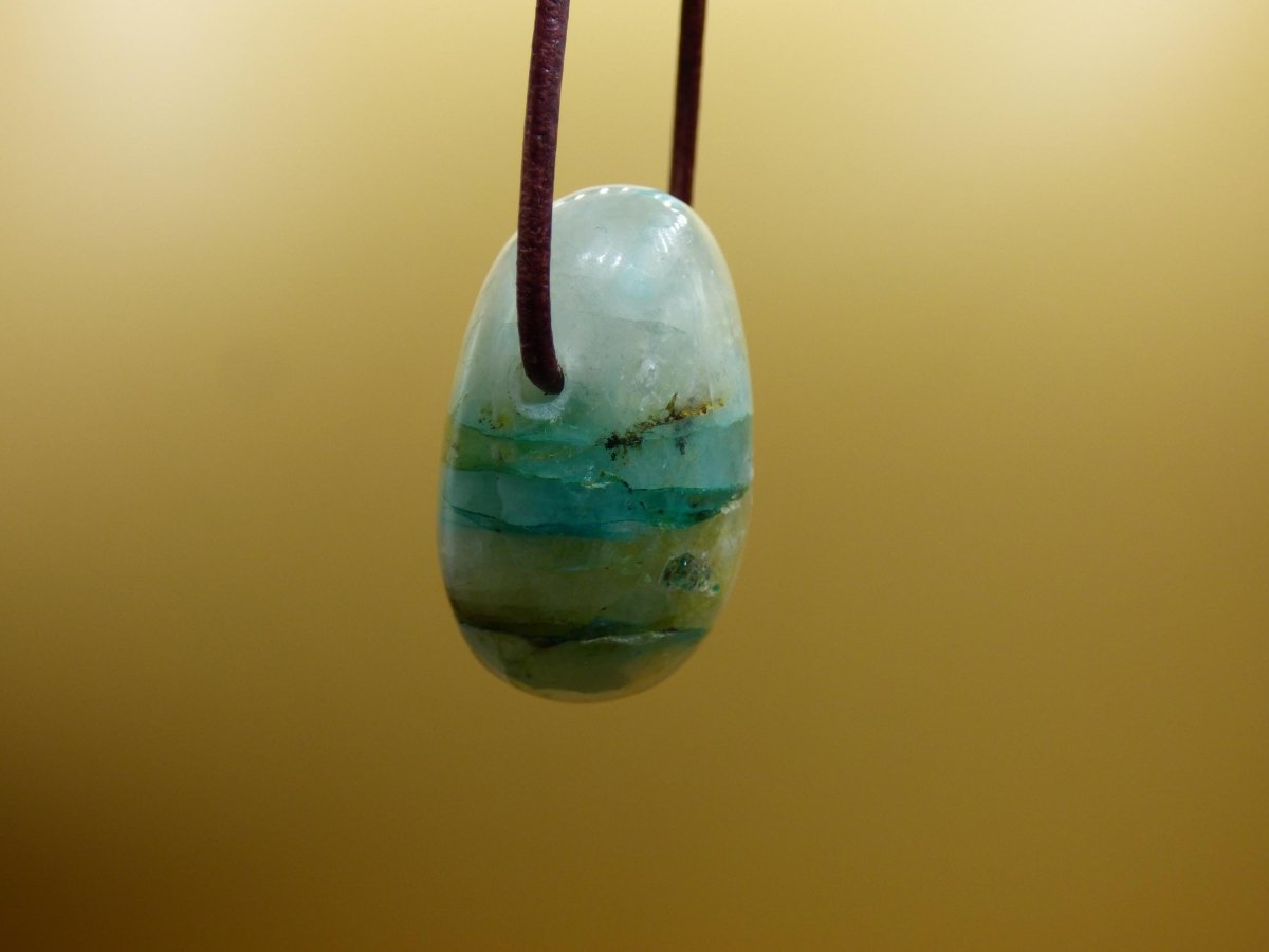 Quantum Quattro Chrysocoll Chrysokolla Azurit Quarz ~ Edelstein Kette HIPPIE GOA Boho Tibet Ethno Nature Donut Heilstein Rarität - Art of Nature Berlin