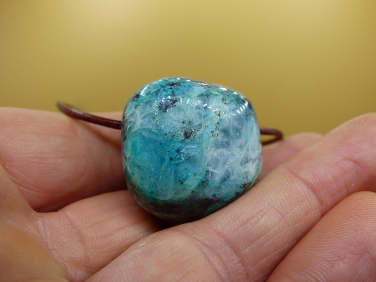 Quantum Quattro Chrysocoll Chrysokolla Azurit Quarz ~ Edelstein Kette HIPPIE GOA Boho Tibet Ethno Nature Donut Heilstein Rarität - Art of Nature Berlin