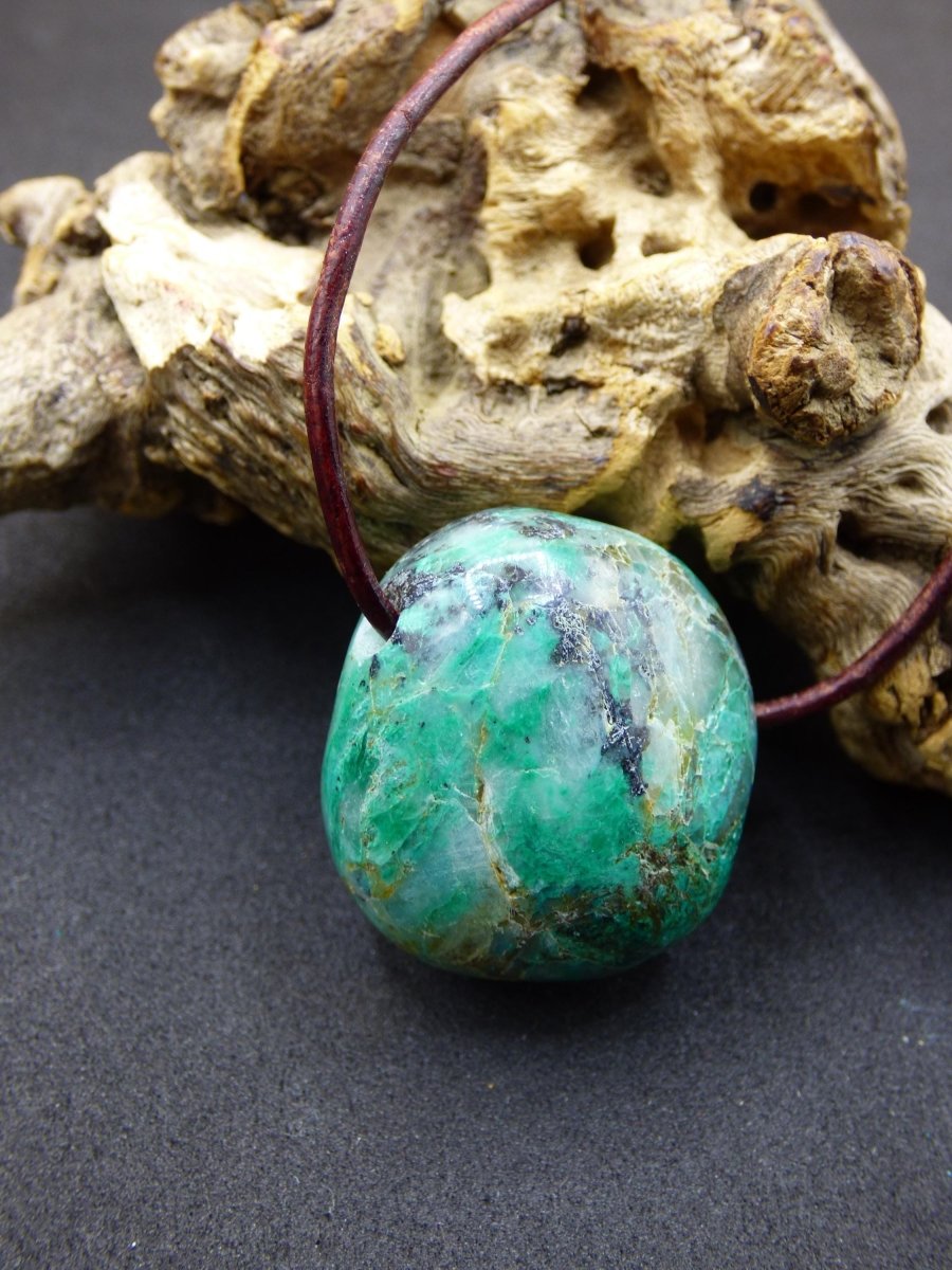 Quantum Quattro Chrysocoll Chrysokolla Azurit Quarz ~ Edelstein Kette HIPPIE GOA Boho Tibet Ethno Nature Donut Heilstein Rarität - Art of Nature Berlin