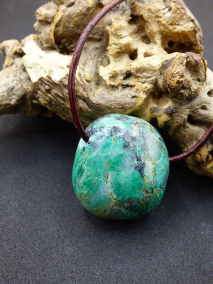 Quantum Quattro Chrysocoll Chrysokolla Azurit Quarz ~ Edelstein Kette HIPPIE GOA Boho Tibet Ethno Nature Donut Heilstein Rarität - Art of Nature Berlin