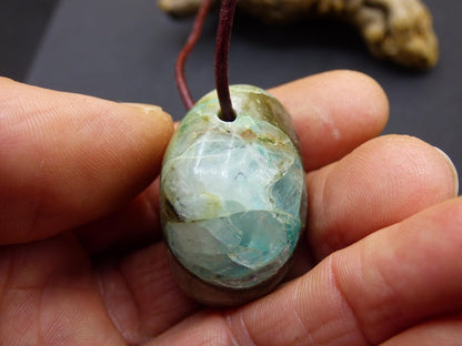 Quantum Quattro Chrysocoll Chrysokolla Azurit Quarz ~ Edelstein Kette HIPPIE GOA Boho Tibet Ethno Nature Donut Heilstein Rarität - Art of Nature Berlin