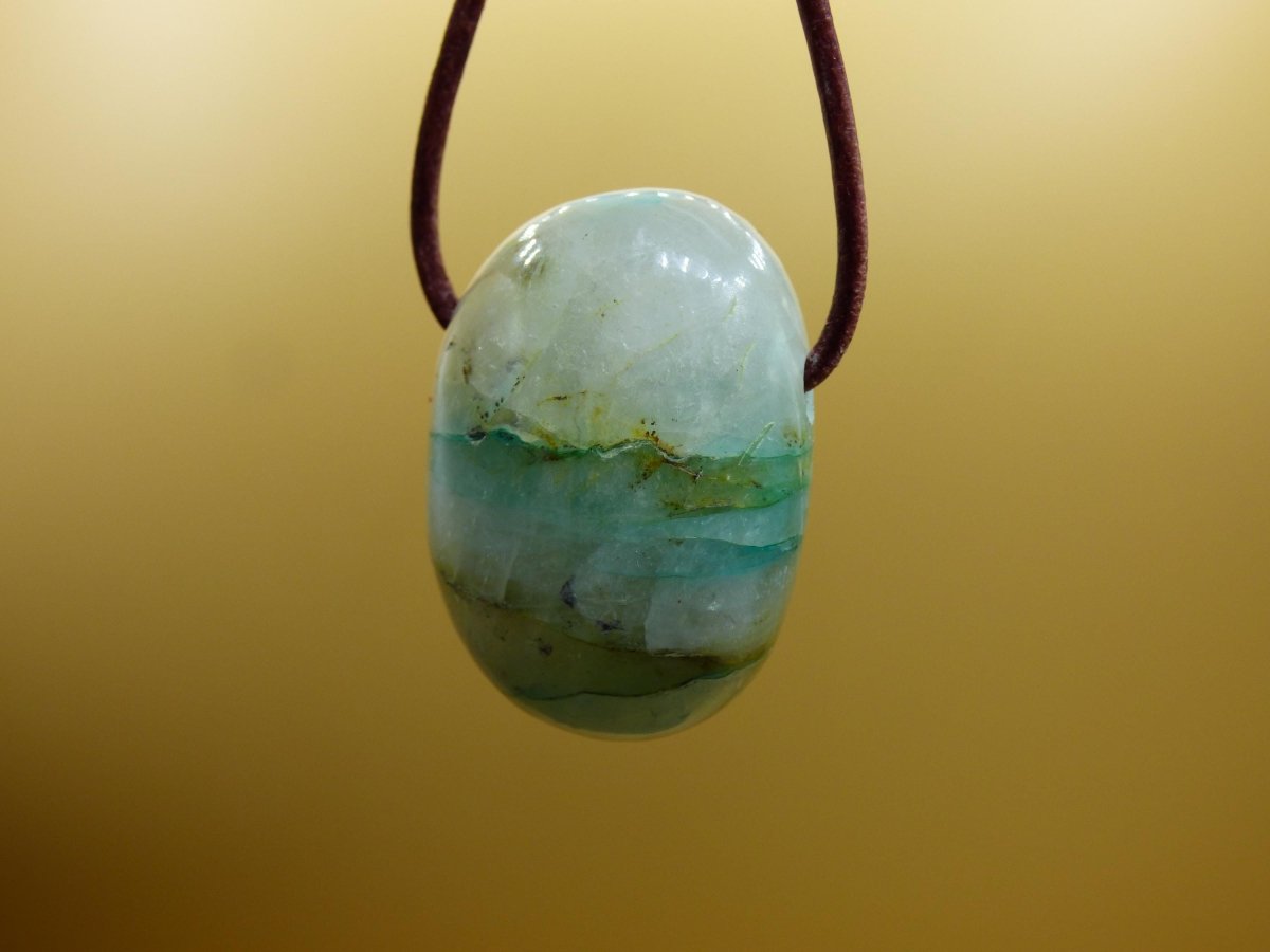 Quantum Quattro Chrysocoll Chrysokolla Azurit Quarz ~ Edelstein Kette HIPPIE GOA Boho Tibet Ethno Nature Donut Heilstein Rarität - Art of Nature Berlin