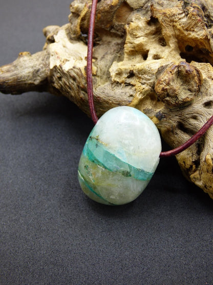 Quantum Quattro Chrysocoll Chrysokolla Azurit Quarz ~ Edelstein Kette HIPPIE GOA Boho Tibet Ethno Nature Donut Heilstein Rarität - Art of Nature Berlin