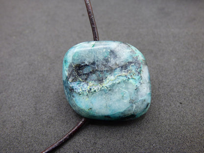 Quantum Quattro Chrysocoll Chrysokolla Azurit Quarz ~ Edelstein Kette HIPPIE GOA Boho Tibet Ethno Nature Donut Heilstein Rarität - Art of Nature Berlin