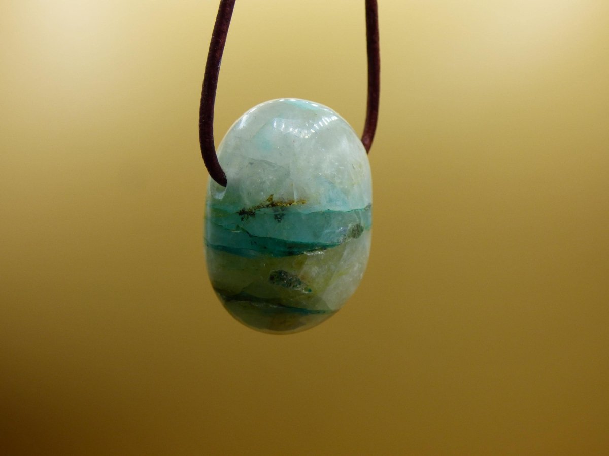 Quantum Quattro Chrysocoll Chrysokolla Azurit Quarz ~ Edelstein Kette HIPPIE GOA Boho Tibet Ethno Nature Donut Heilstein Rarität - Art of Nature Berlin