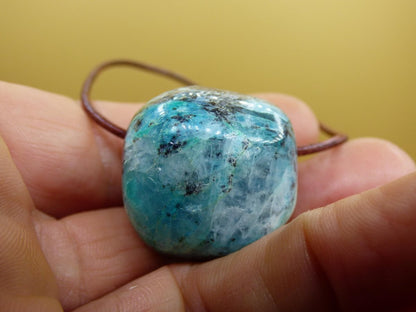 Quantum Quattro Chrysocoll Chrysokolla Azurit Quarz ~ Edelstein Kette HIPPIE GOA Boho Tibet Ethno Nature Donut Heilstein Rarität - Art of Nature Berlin