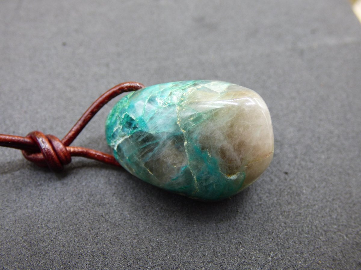 Quantum Quattro Chrysocoll Chrysokolla Azurit Quarz ~ Edelstein Kette HIPPIE GOA Boho Tibet Ethno Nature Donut Heilstein Rarität - Art of Nature Berlin