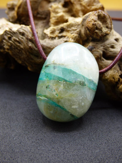 Quantum Quattro Chrysocoll Chrysokolla Azurit Quarz ~ Edelstein Kette HIPPIE GOA Boho Tibet Ethno Nature Donut Heilstein Rarität - Art of Nature Berlin