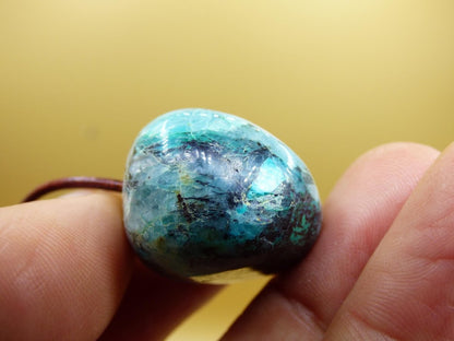 Quantum Quattro Chrysocoll Chrysokolla Azurit Quarz ~ Edelstein Kette HIPPIE GOA Boho Tibet Ethno Nature Donut Heilstein Rarität - Art of Nature Berlin