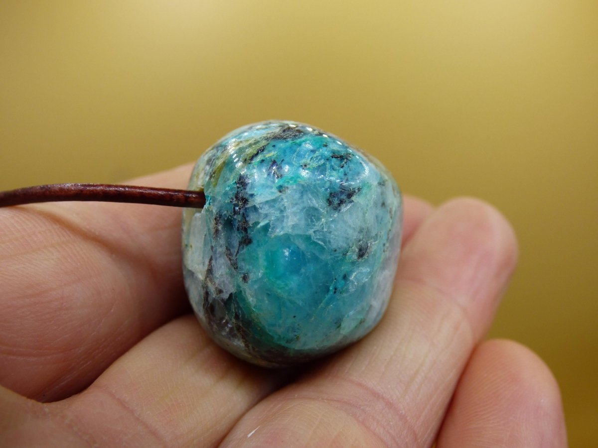 Quantum Quattro Chrysocoll Chrysokolla Azurit Quarz ~ Edelstein Kette HIPPIE GOA Boho Tibet Ethno Nature Donut Heilstein Rarität - Art of Nature Berlin