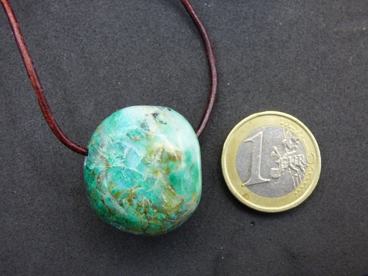 Quantum Quattro Chrysocoll Chrysokolla Azurit Quarz ~ Edelstein Kette HIPPIE GOA Boho Tibet Ethno Nature Donut Heilstein Rarität - Art of Nature Berlin