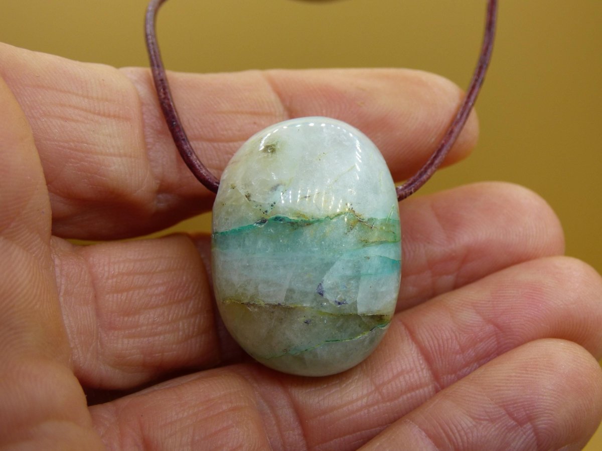 Quantum Quattro Chrysocoll Chrysokolla Azurit Quarz ~ Edelstein Kette HIPPIE GOA Boho Tibet Ethno Nature Donut Heilstein Rarität - Art of Nature Berlin