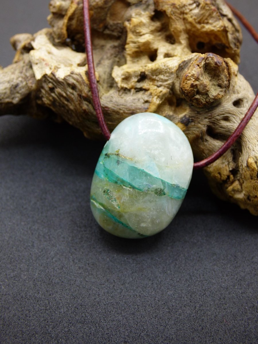 Quantum Quattro Chrysocoll Chrysokolla Azurit Quarz ~ Edelstein Kette HIPPIE GOA Boho Tibet Ethno Nature Donut Heilstein Rarität - Art of Nature Berlin