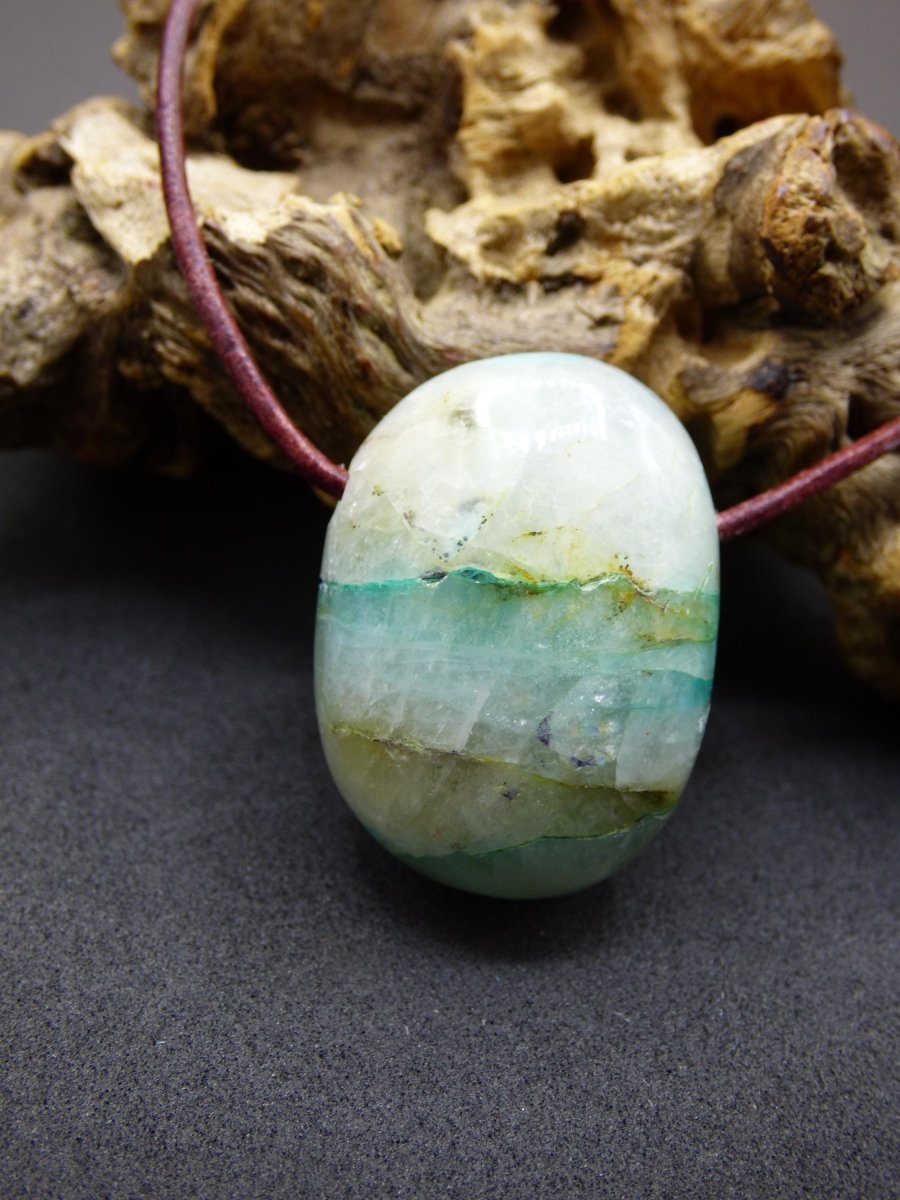 Quantum Quattro Chrysocoll Chrysokolla Azurit Quarz ~ Edelstein Kette HIPPIE GOA Boho Tibet Ethno Nature Donut Heilstein Rarität - Art of Nature Berlin