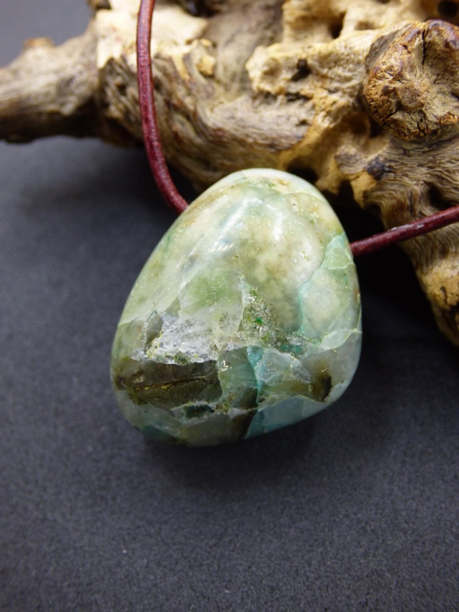 Quantum Quattro Chrysocoll Chrysokolla Azurit Quarz ~ Edelstein Kette HIPPIE GOA Boho Tibet Ethno Nature Donut Heilstein Rarität - Art of Nature Berlin