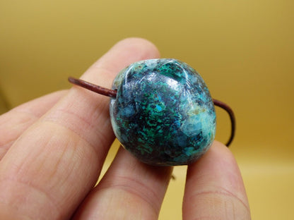 Quantum Quattro Chrysocoll Chrysokolla Azurit Quarz ~ Edelstein Kette HIPPIE GOA Boho Tibet Ethno Nature Donut Heilstein Rarität - Art of Nature Berlin