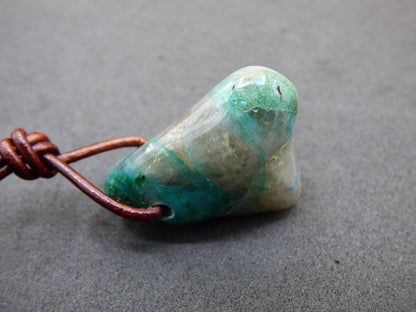 Quantum Quattro Chrysocoll Chrysokolla Azurit Quarz ~ Edelstein Kette HIPPIE GOA Boho Tibet Ethno Nature Donut Heilstein Rarität - Art of Nature Berlin