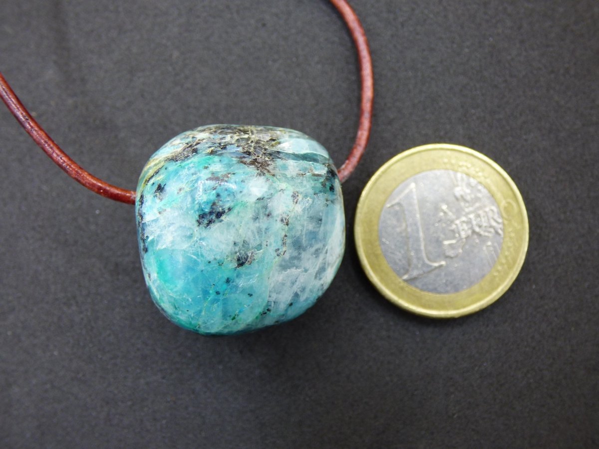 Quantum Quattro Chrysocoll Chrysokolla Azurit Quarz ~ Edelstein Kette HIPPIE GOA Boho Tibet Ethno Nature Donut Heilstein Rarität - Art of Nature Berlin