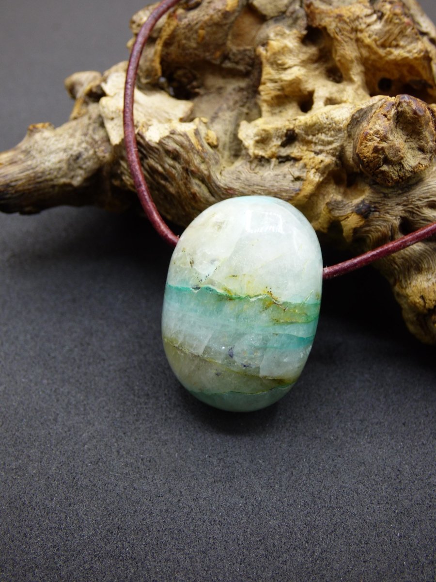 Quantum Quattro Chrysocoll Chrysokolla Azurit Quarz ~ Edelstein Kette HIPPIE GOA Boho Tibet Ethno Nature Donut Heilstein Rarität - Art of Nature Berlin